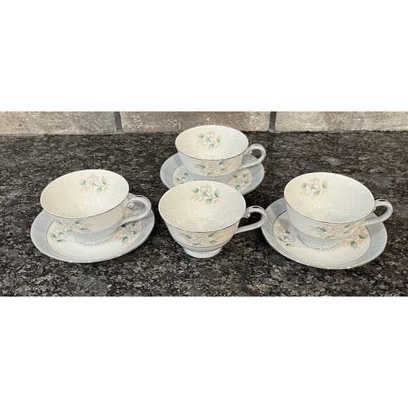 4 Vtg Sheraton Cups & 3 Saucers Harmony House Fine China Sears #3250 - Picture 1 of 10